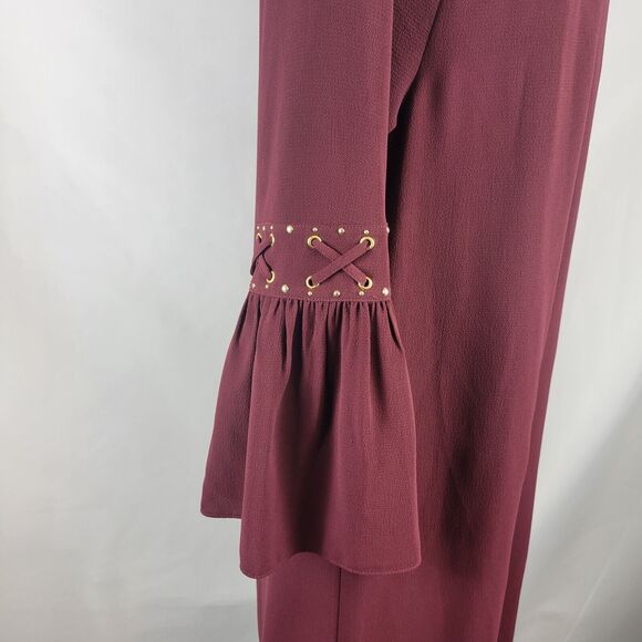 Michael Kors Shift Dress S Purple Gold Bell Sleeve Gold Cottagecore Simple NWT - Picture 9 of 12